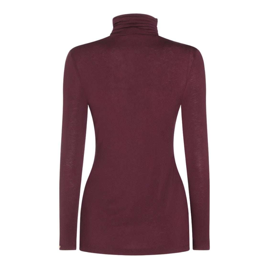 Nissa Burgundy Ruched Panel Long-Sleeve Turtleneck Top