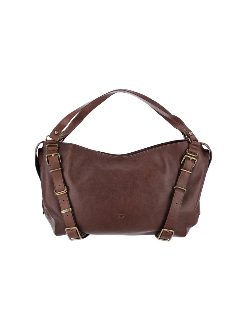 Diesel Oversized Brown Leather D-One Handbag By Diesel