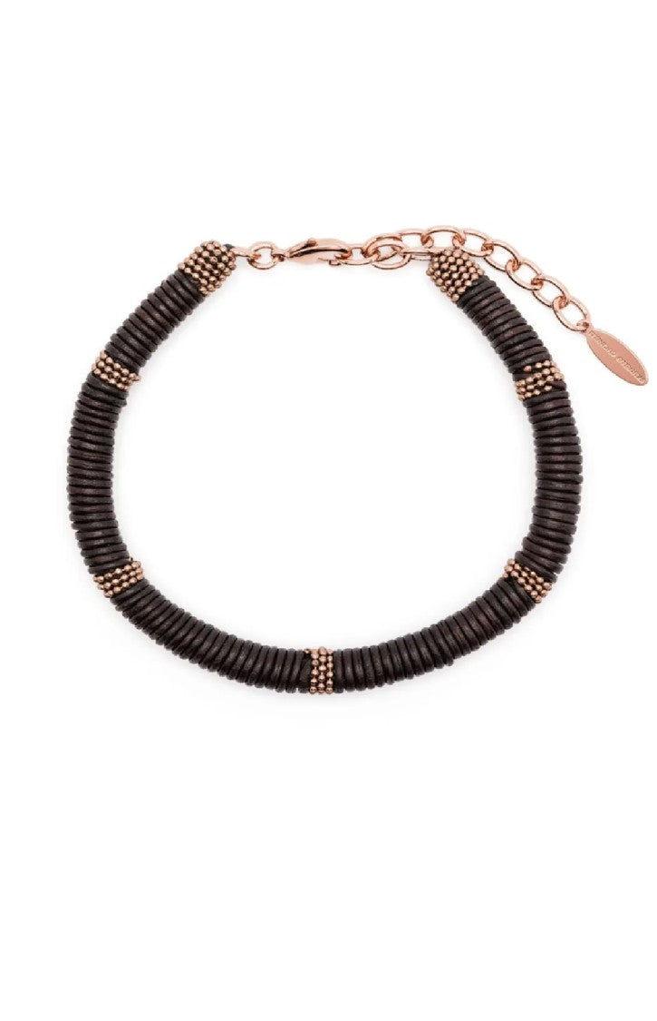 Brunello Cucinelli Textured Leather Bracelet With Metallic Accents