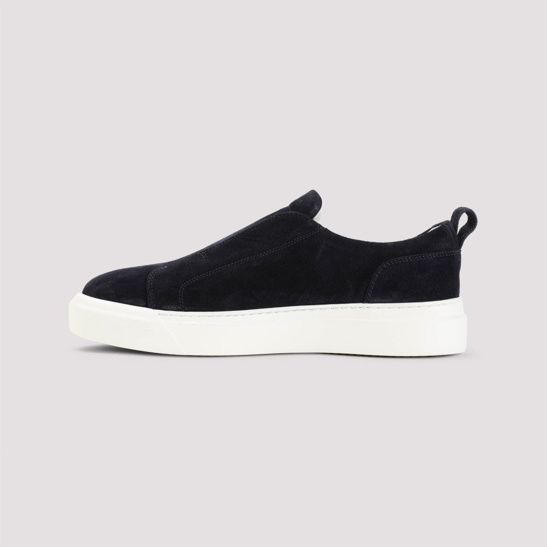 Kiton Blue Suede Slip-On Sneakers With White Sole