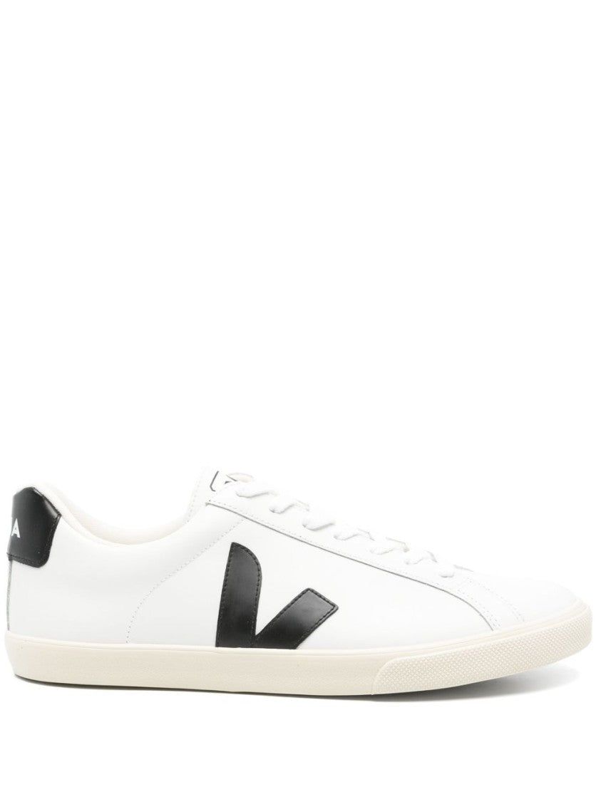 Veja Black White Leather Contrast Sneakers