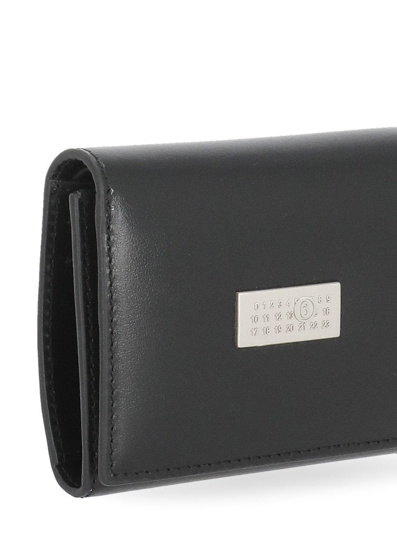 Mm6 By Maison Margiela Black Zip Leather Wallet