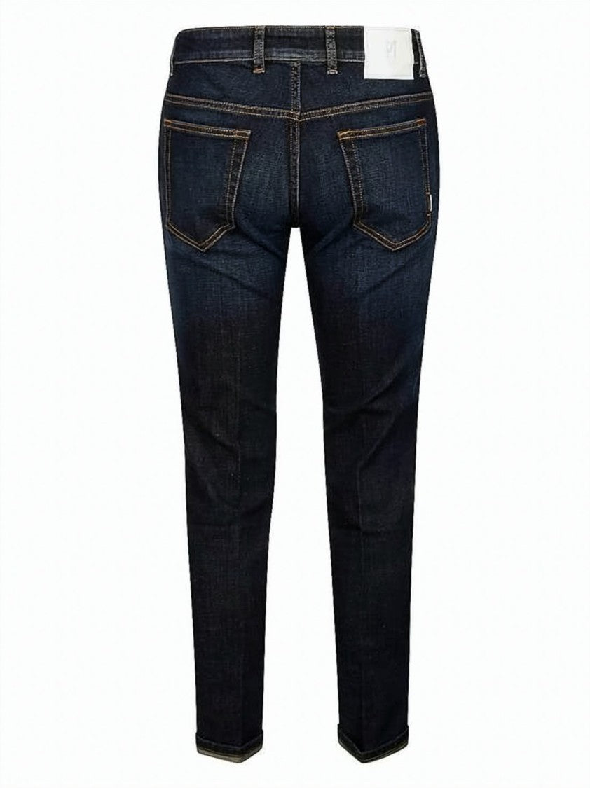 Pt Torino Slim Fit Blue Denim Pants With Five-Pocket Design