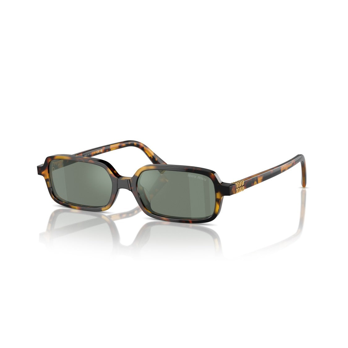 Miu Miu 0Mu 11Zs Rectangular Tortoiseshell Acetate Sunglasses