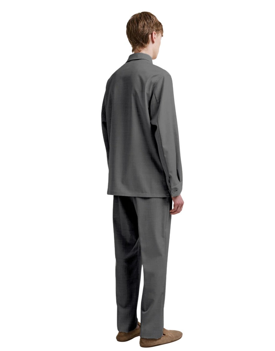 Hevo Lightweight Wool Blend Overshirt With Five-Button Closure