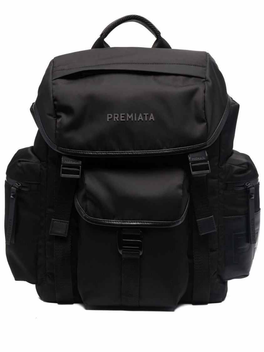 Premiata Nylon Gabardine And Calfskin Black Backpack