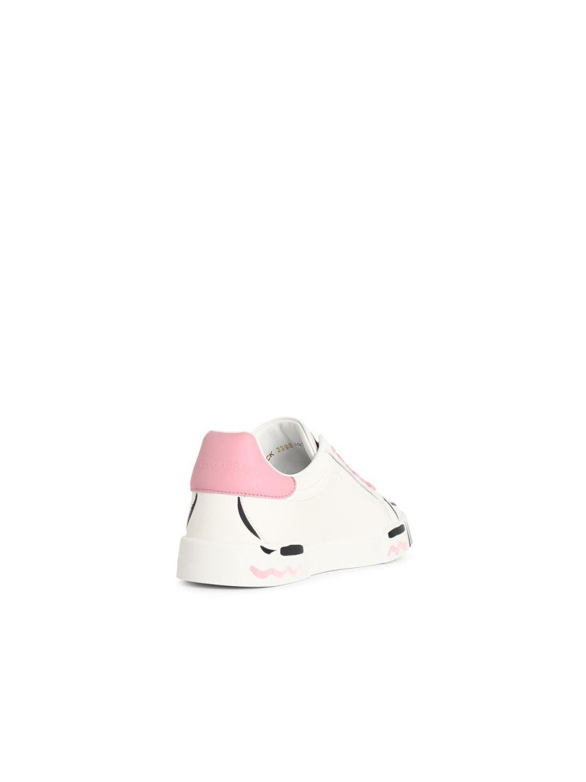Dolce & Gabbana 'Portofino Light Strobel' White Leather Sneakers