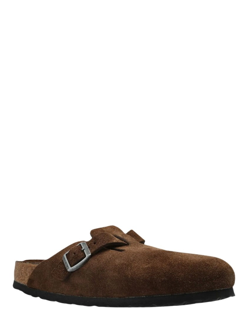 Birkenstock Slip-On Suede Leather Mules With Adjustable Buckle Strap