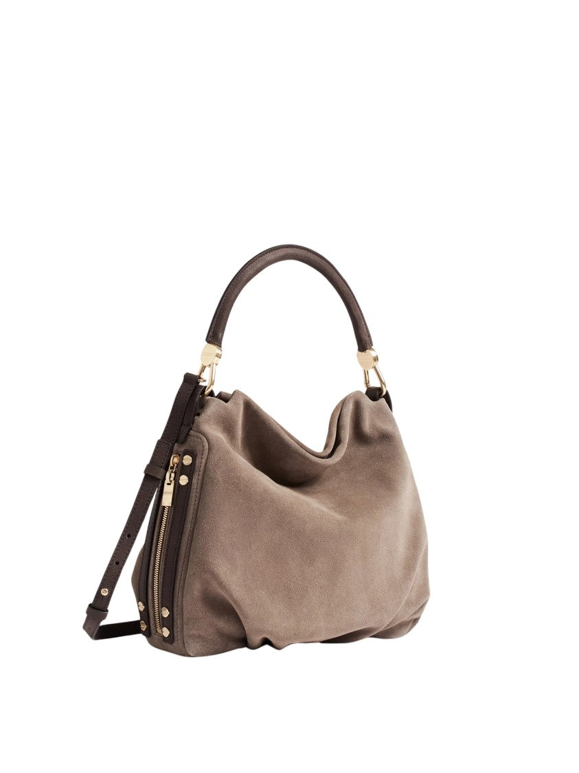 Borbonese Borsa Hobo S Small Soft Split Suede Hobo Bag