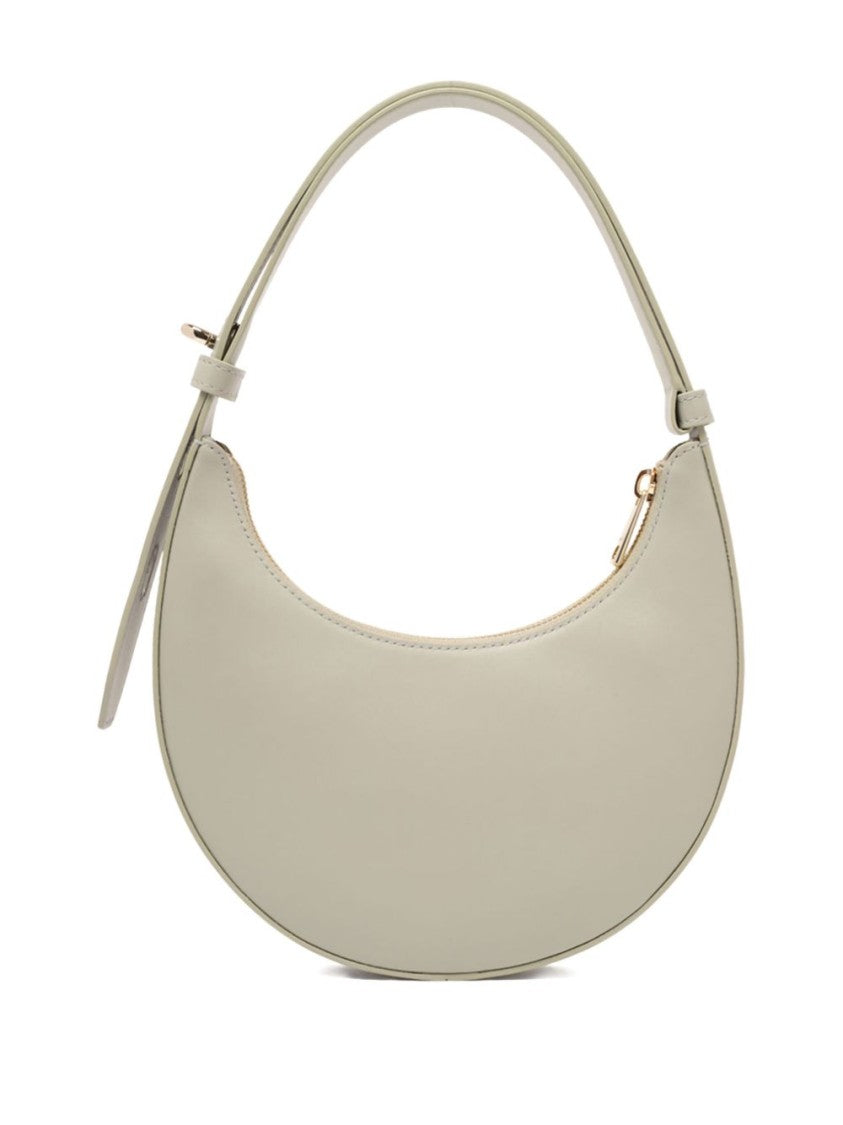 Furla Curved Sage Green Leather Bag With Gold-Tone Hardware