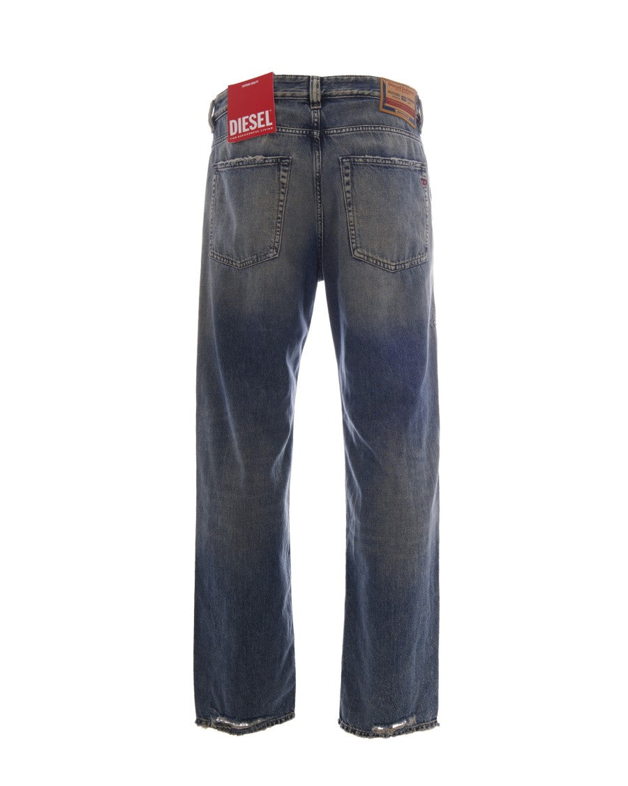 Diesel Distressed Denim Jeans With Mid-Rise Waist And Tapered Leg