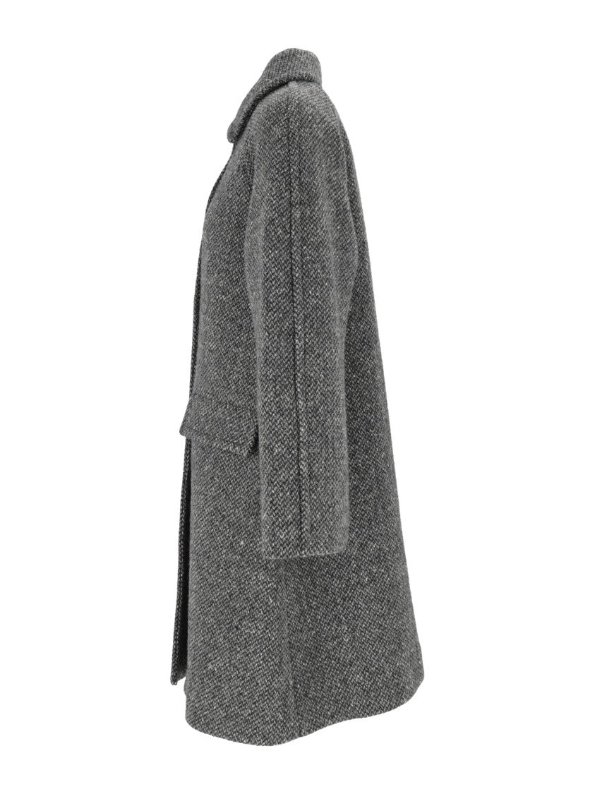 Max Mara Grey Latino Herringbone Flared Coat