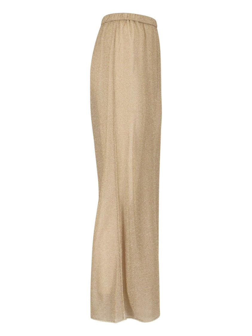 Oséree Gold Lumière Metallic Wide-Leg Sheer Pants