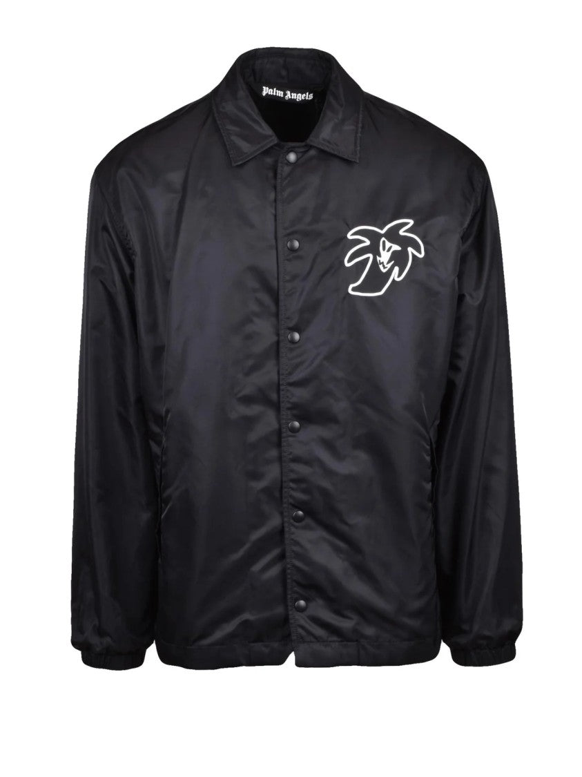 Palm Angels Black Lightweight Snap Closure Nylon Outerwear Jacket