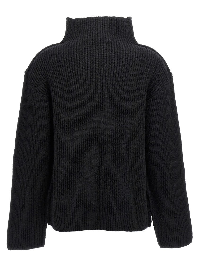 Marni Ribbed High Neck Sweater With Dropped Shoulders