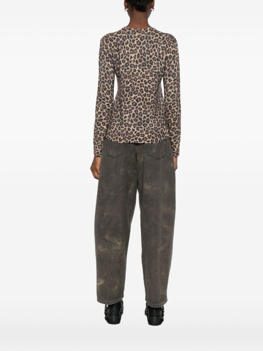 Mc2 Saint Barth Multicolored Wool-Blend Sweater With Leopard Print