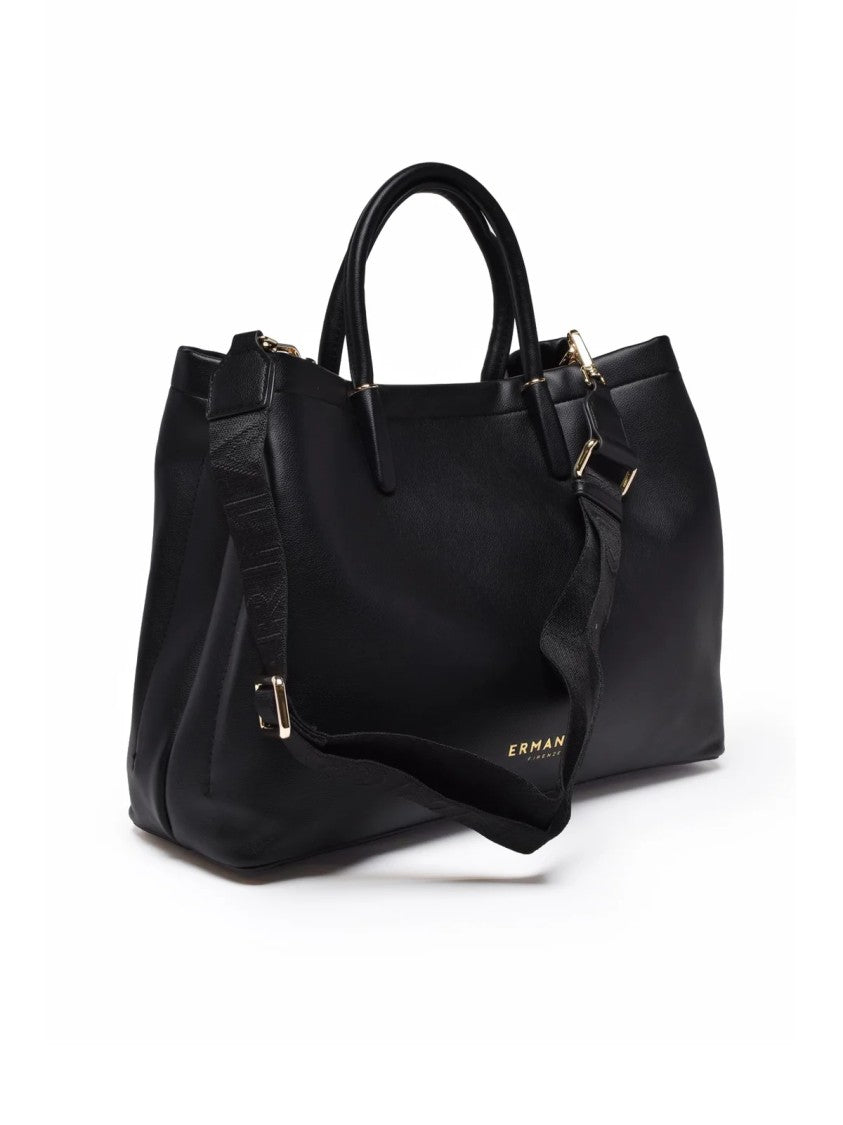 Ermanno Firenze Black Polyurethane Virginia Handbag