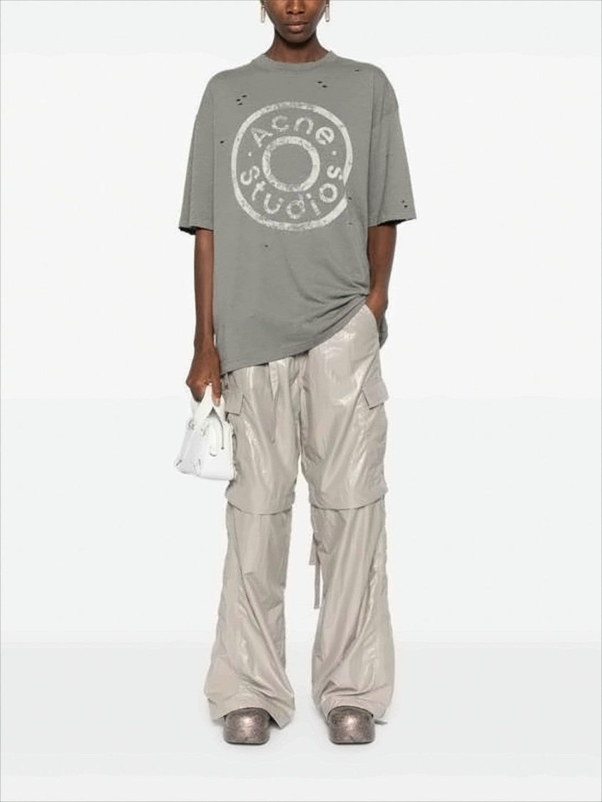 Acne Studios Relaxed Fit Grey Distressed Logo T-Shirt
