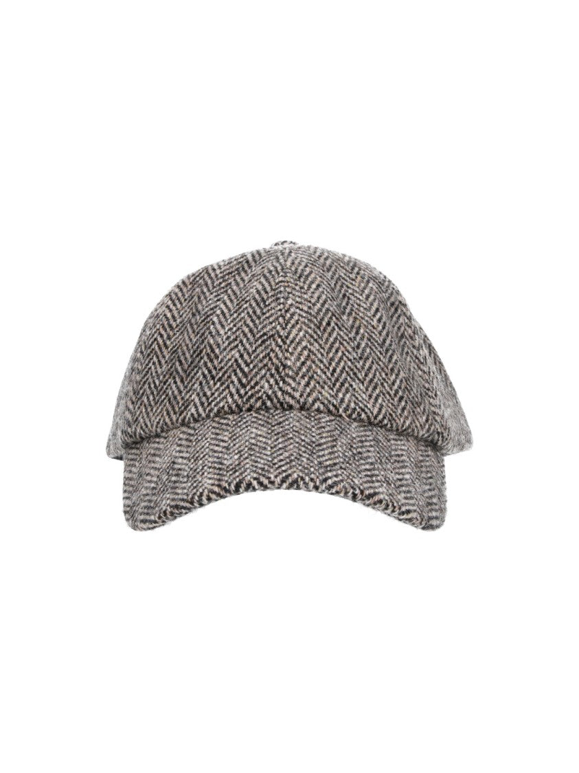 Paul Smith Brown Herringbone Wool Baseball Cap