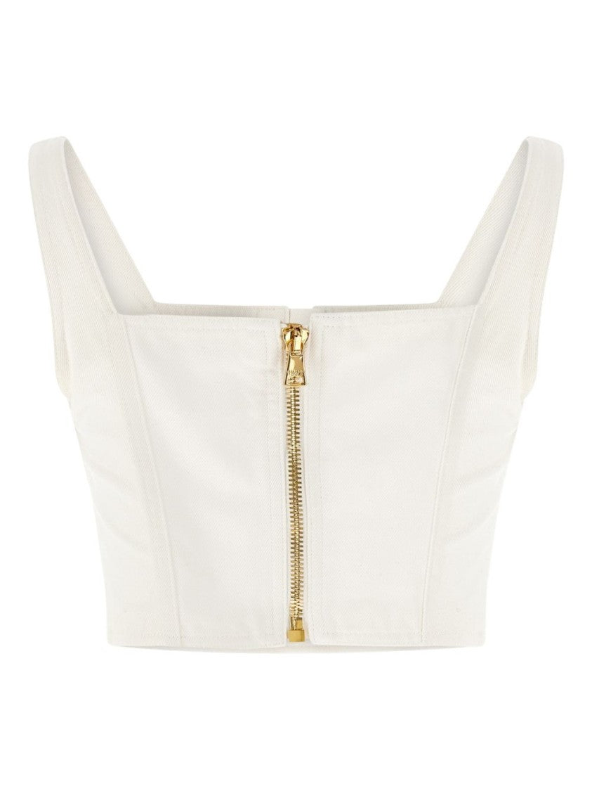 Balmain Beige Silk And Nylon Lightweight Top