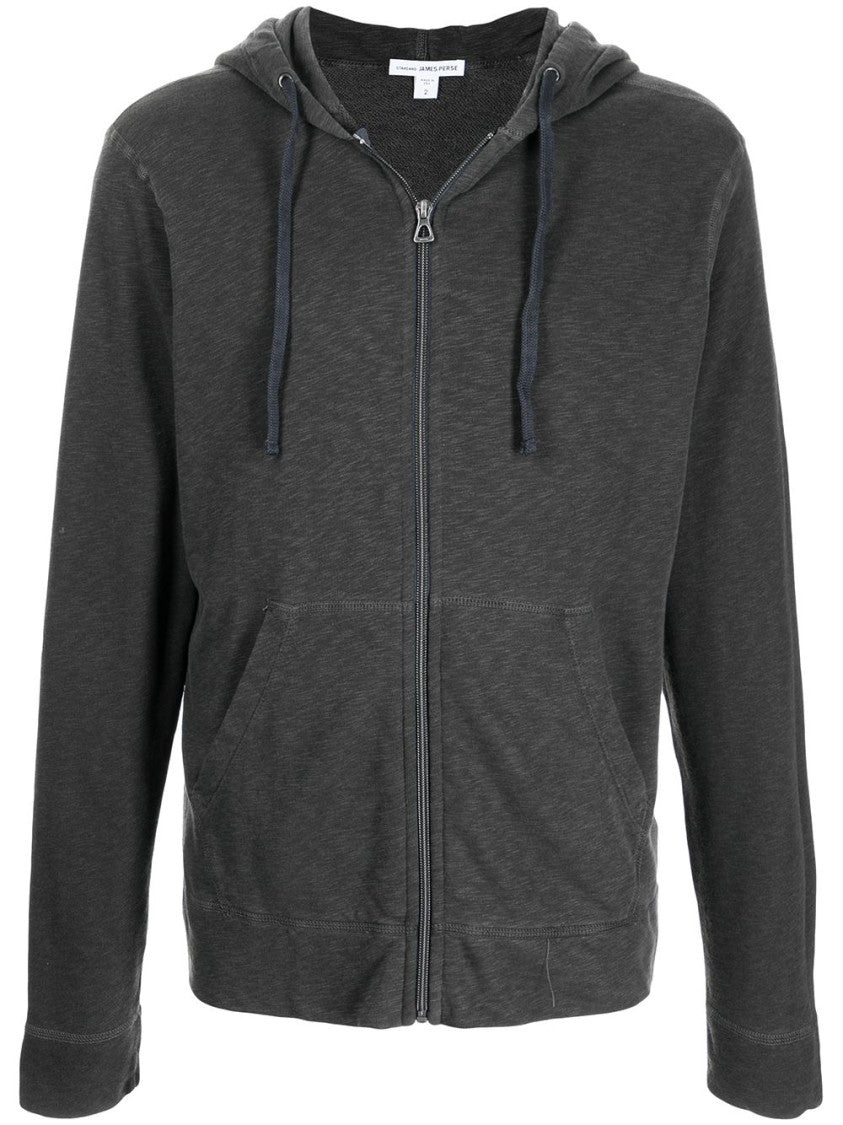 James Perse Fitted Zip-Up Hoodie In Carbone