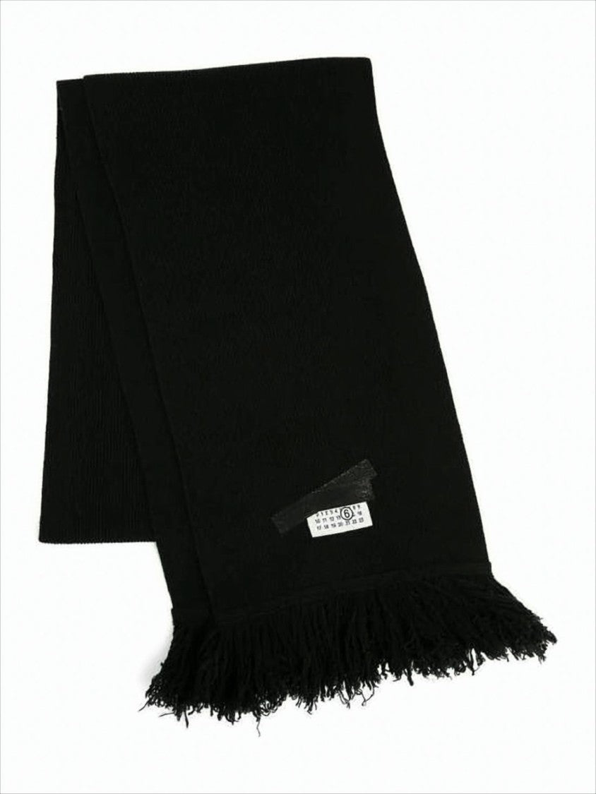 Mm6 By Maison Margiela Ribbed Texture Rectangle Scarf With Fringed Ends