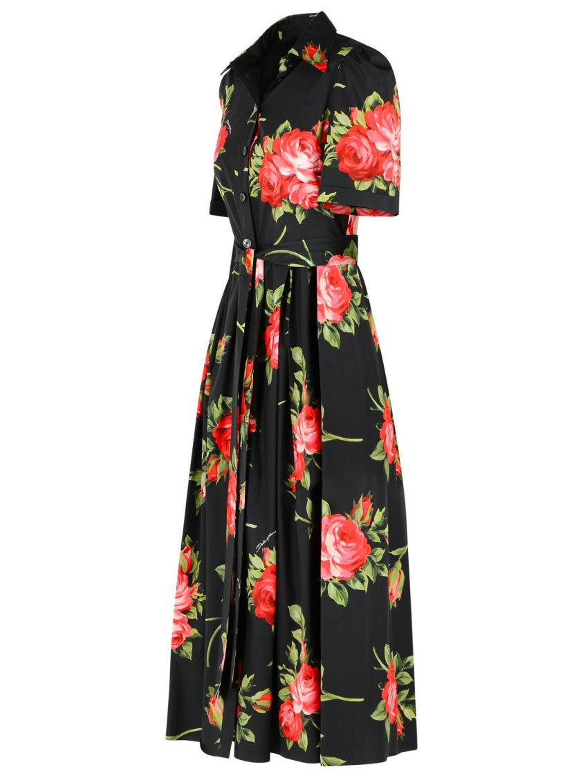 Dolce & Gabbana Bouquet' Black Cotton Dress