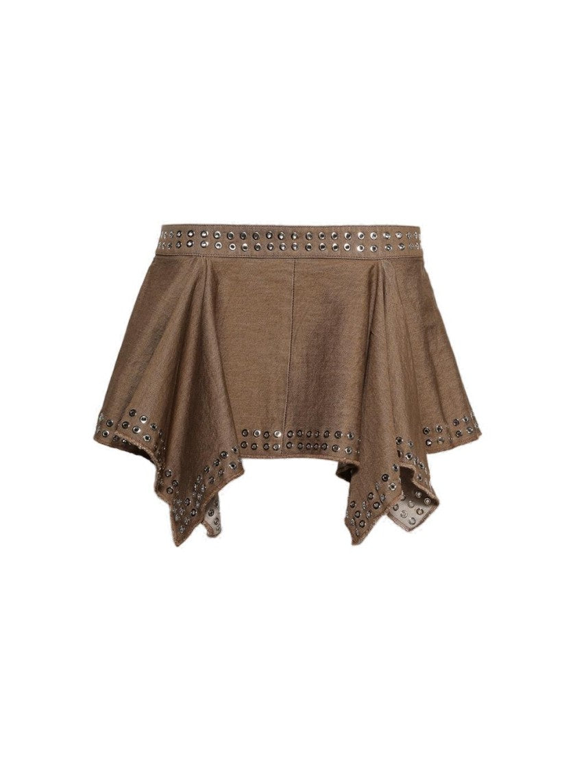 Ludovic De Saint Sernin Ice Skating Eyelet Mini Skirt Brown