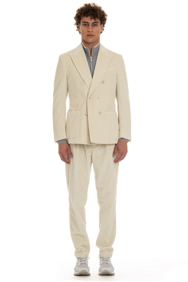 Eleventy Double-Breasted Velvet Jacket Costa Roccia
