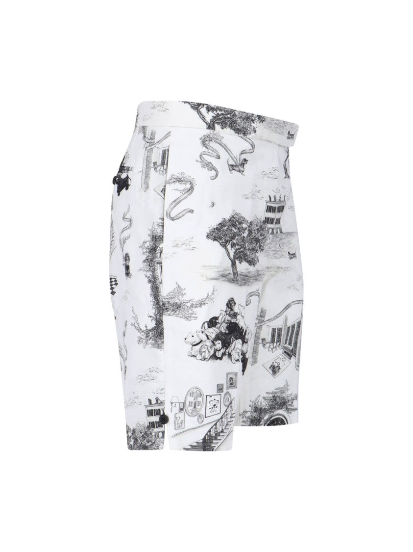 Thom Browne White Hector Toile Print Cotton Shorts