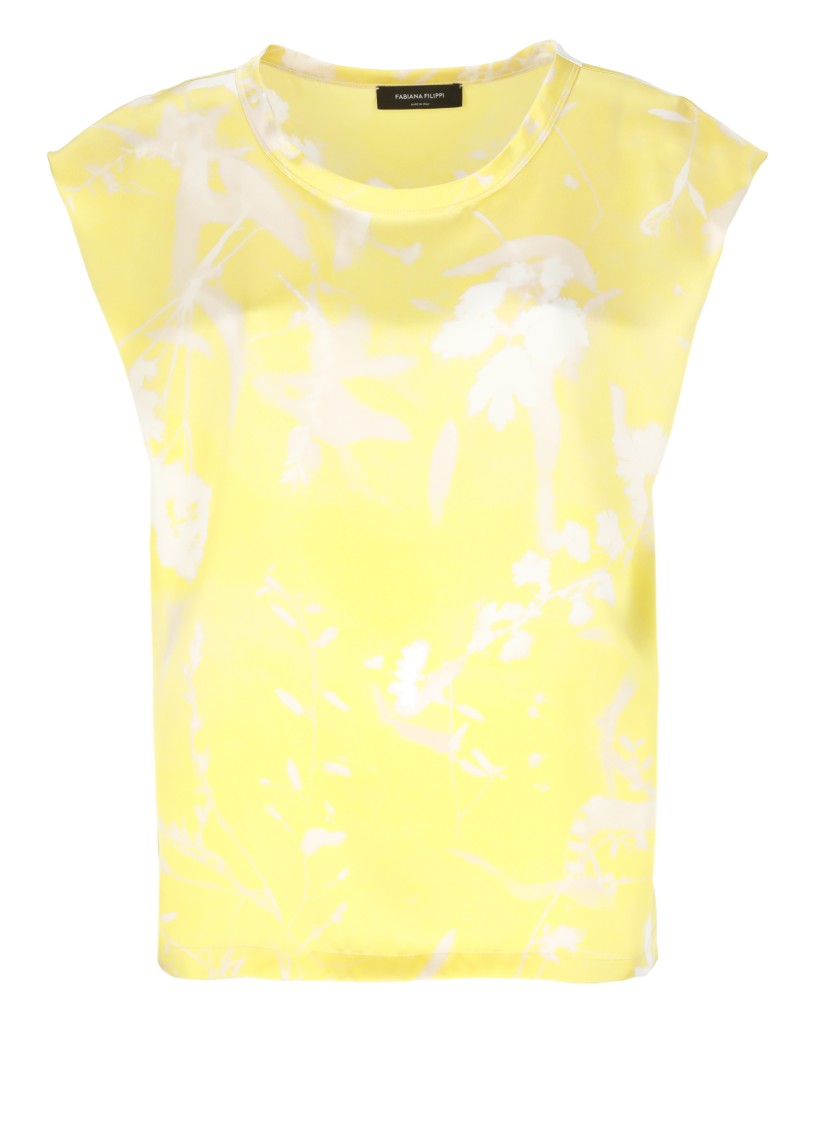 Fabiana Filippi Sleeveless Silk Top With Contrasting Color Pattern