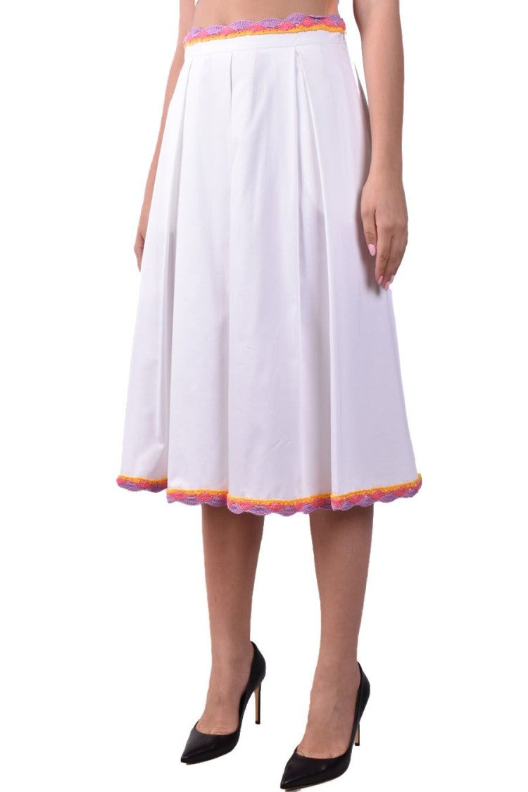 Moschino White Cotton Midi Skirt