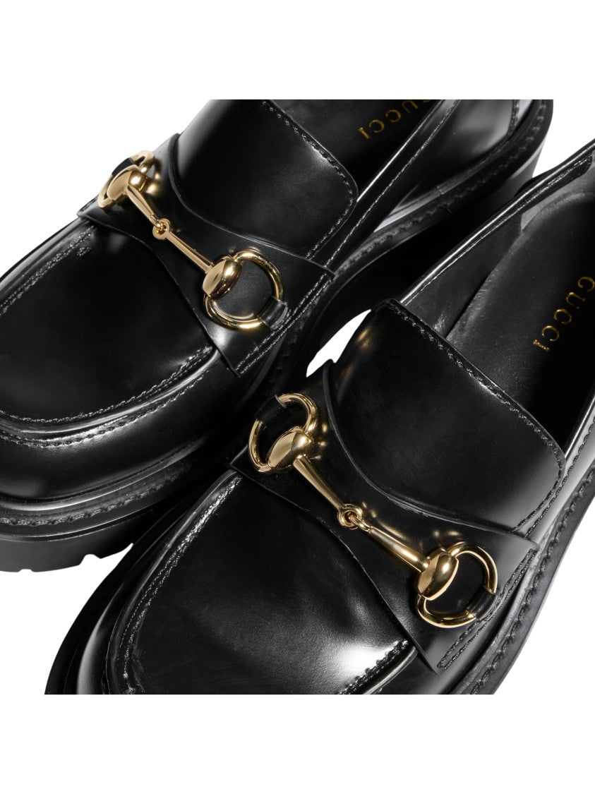 Gucci Rhody Black Leather Horsebit Loafers