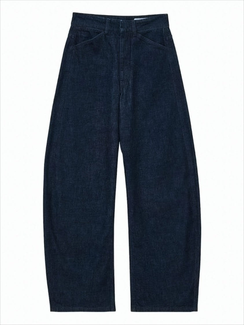 Lemaire High-Waisted Indigo Curved Trousers With Tapered Ankle