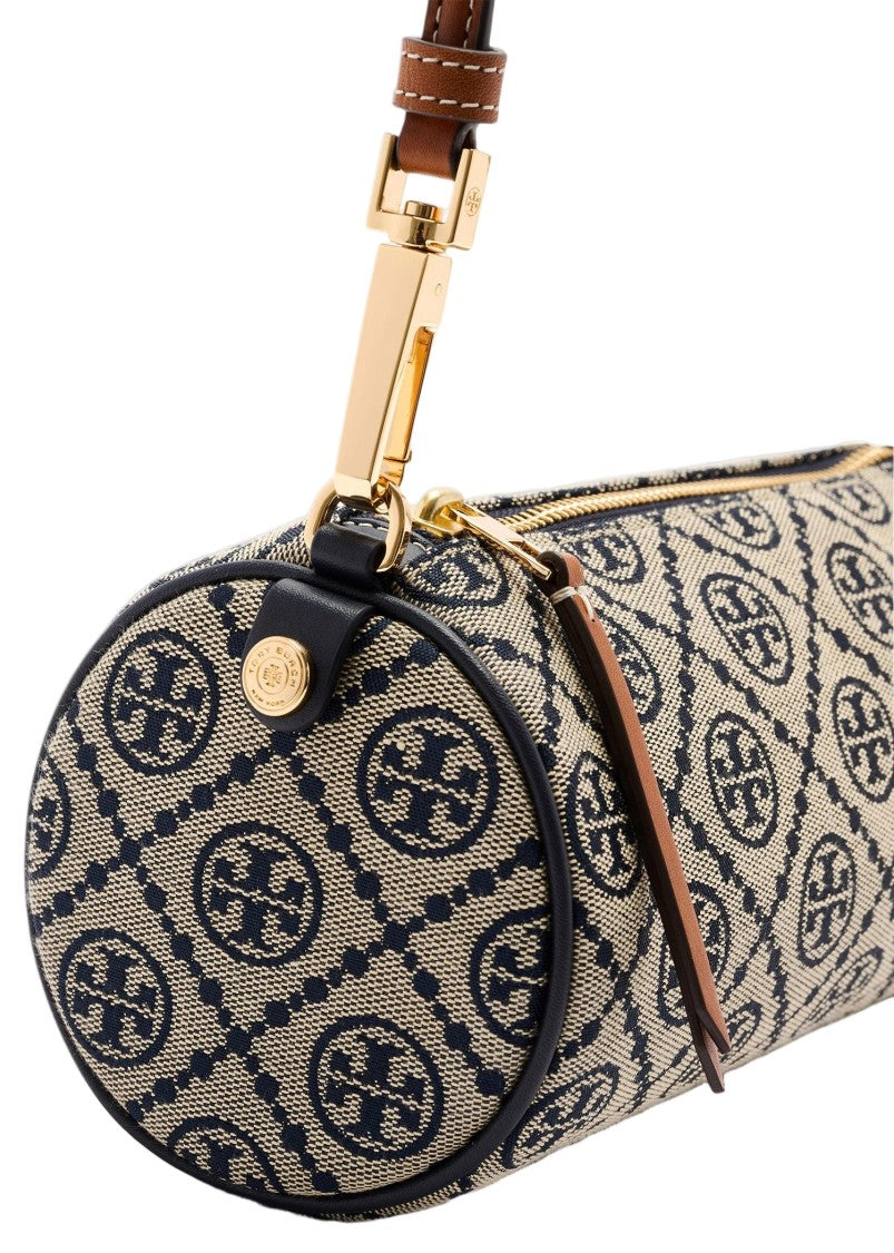 Tory Burch T Monogram Cylinder Bag With Structured Design And Gold-Tone Accents
