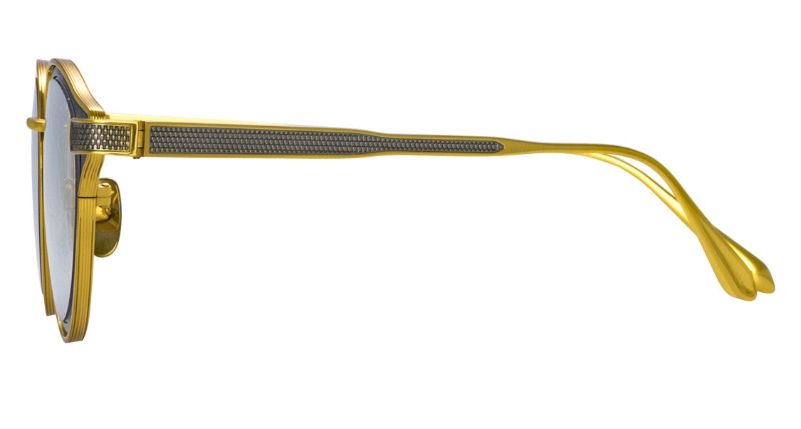 Linda Farrow Lfl Round Titanium Eyeglasses With Textured Gold Temples