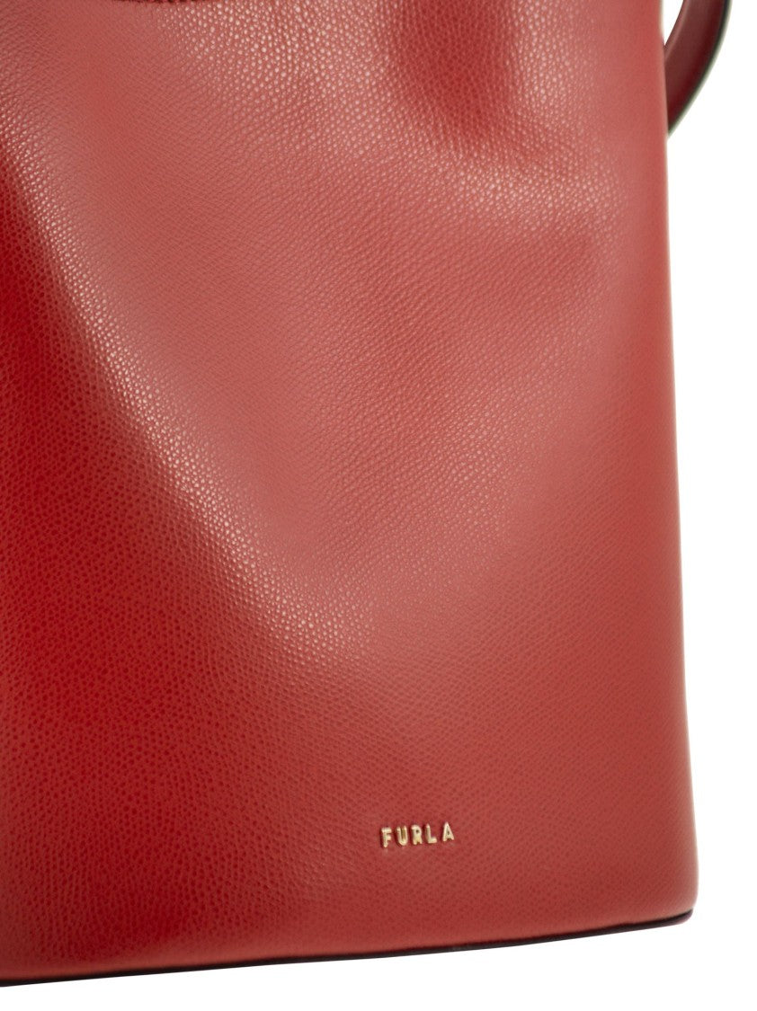 Furla Compact Structured Bucket Bag With Fine Leather Finish