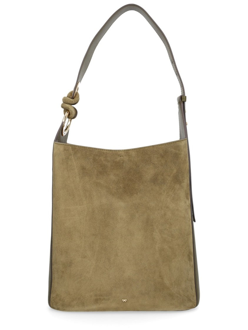Anya Hindmarch Ringo Suede Smooth Leather Handbag