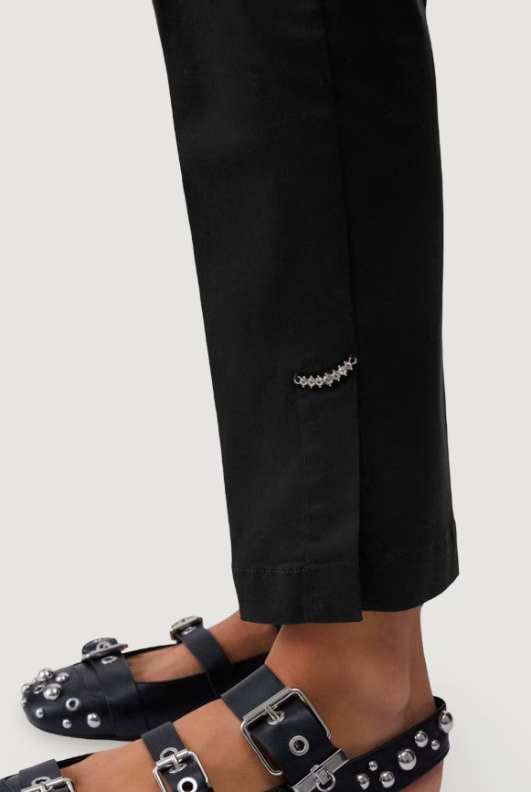 Liu Jo Chino Trousers With Jewel Details And Stretch Satin Finish