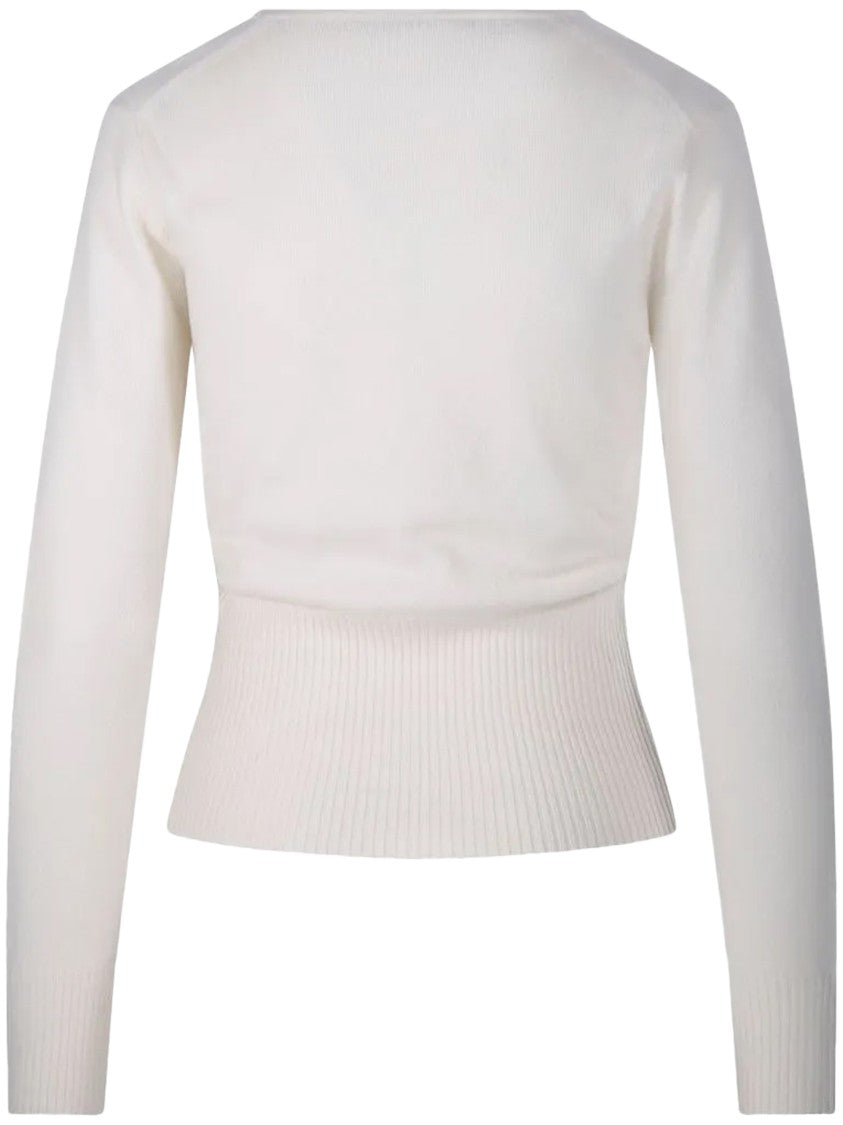 Max Mara White Fine Knit Fitted Sweater