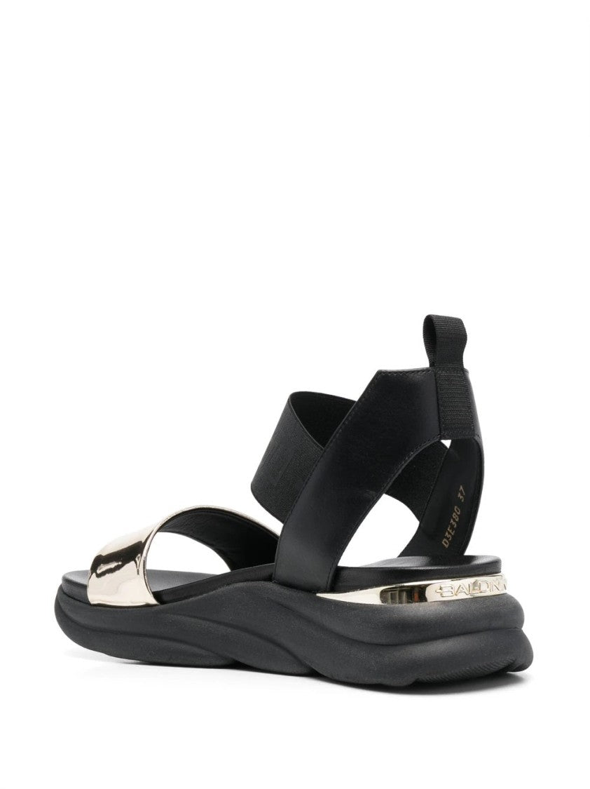 Baldinini Grey Contemporary Open-Toe Leather Sandals
