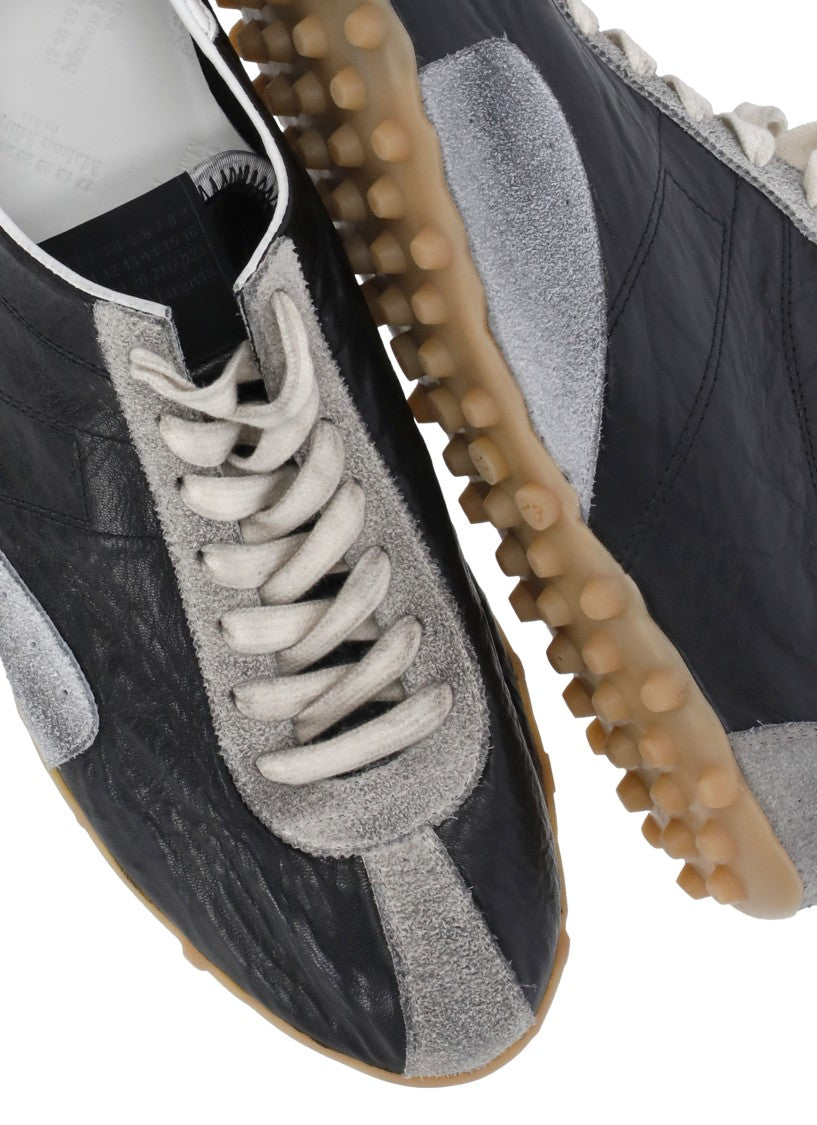 Maison Margiela Black Leather Suede-Blend Sneakers