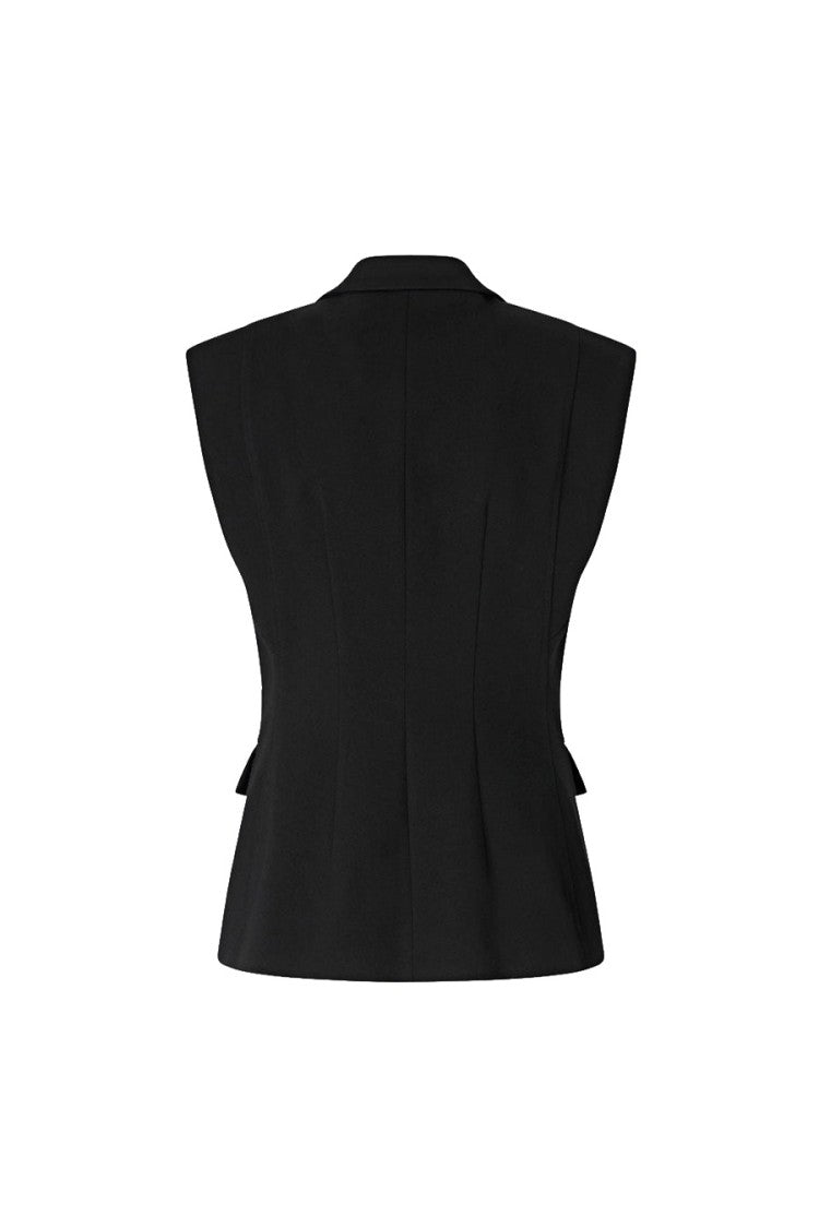 Pinko Black Viscose-Blend Sleeveless Blazer