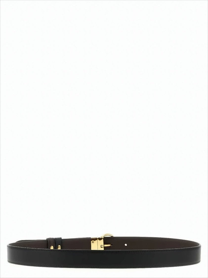 Fendi Reversible Calf Leather Belt With Polished Gold-Tone Buckle