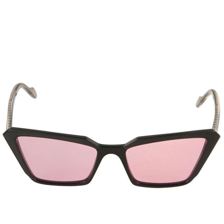 Kador Butterfly Glamour-S Angular Black Sunglasses With Pink Tinted Lenses