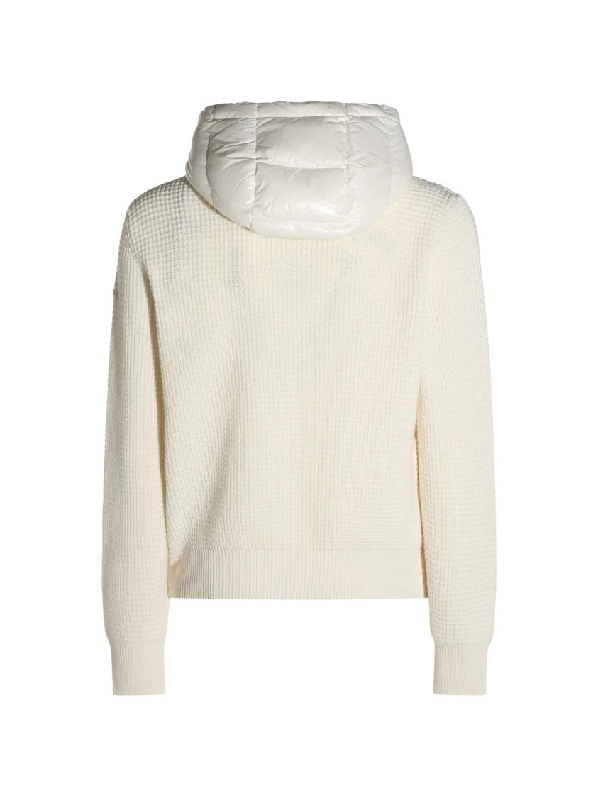 Moncler Ivory Quilted Virgin Wool Cashmere Cardigan