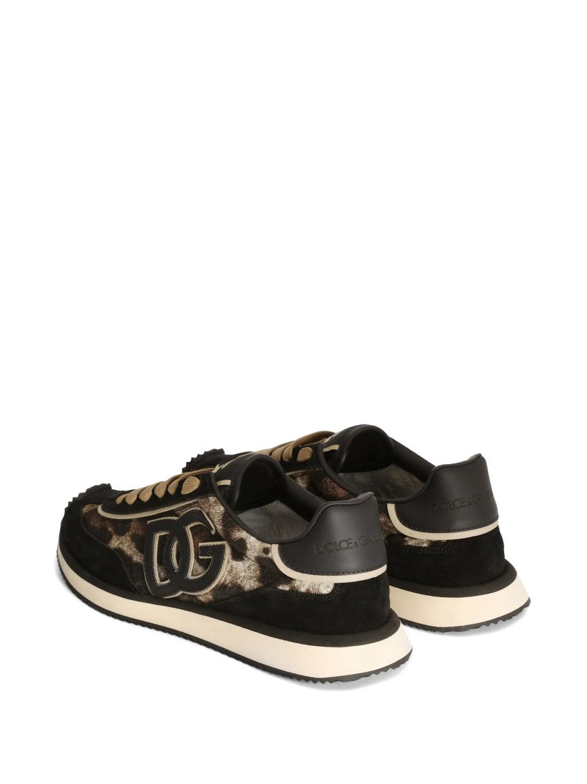 Dolce & Gabbana Leopard Print Suede Low-Top Sneakers