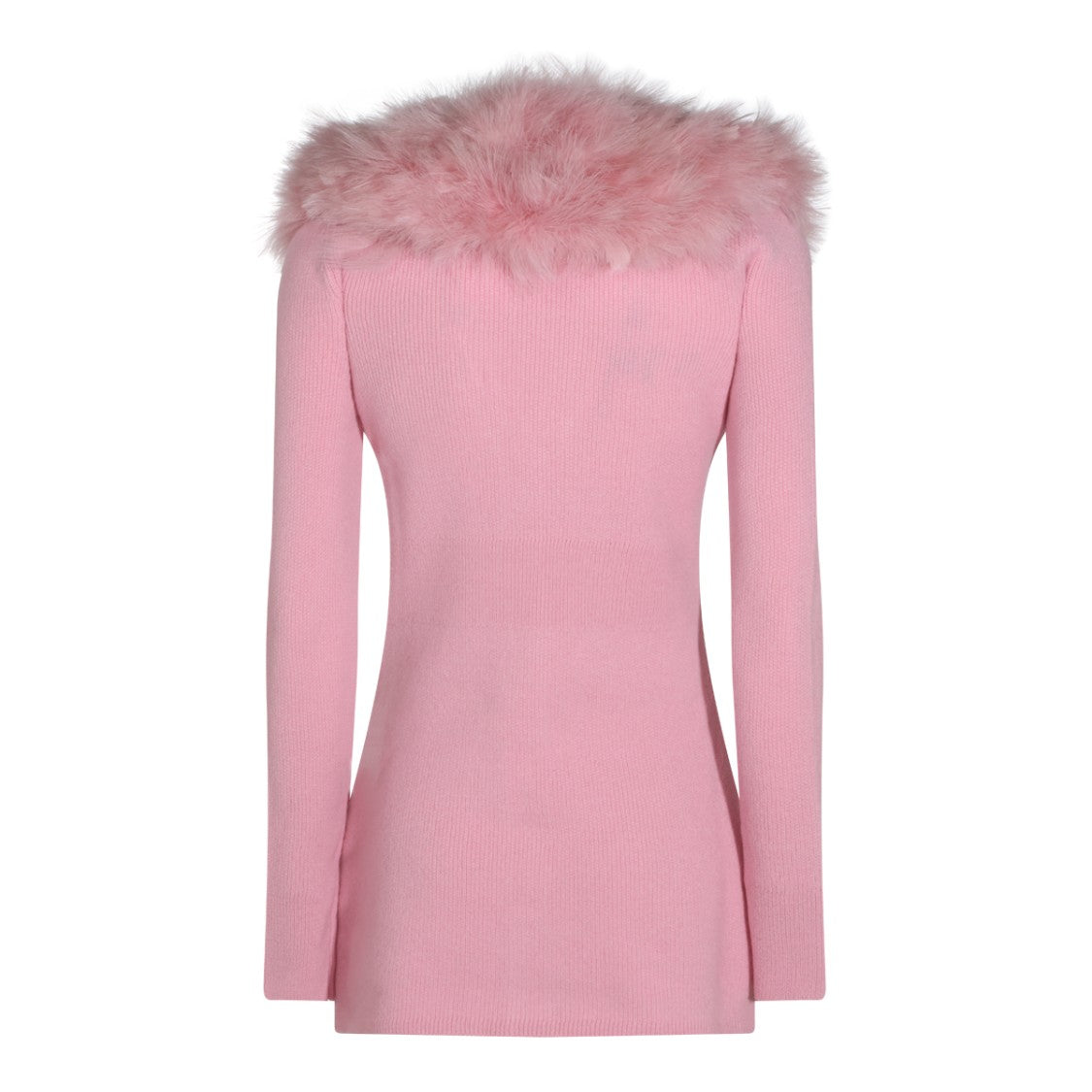 Blumarine Long-Sleeved Button-Up Sweater With Fluffy Fur Collar