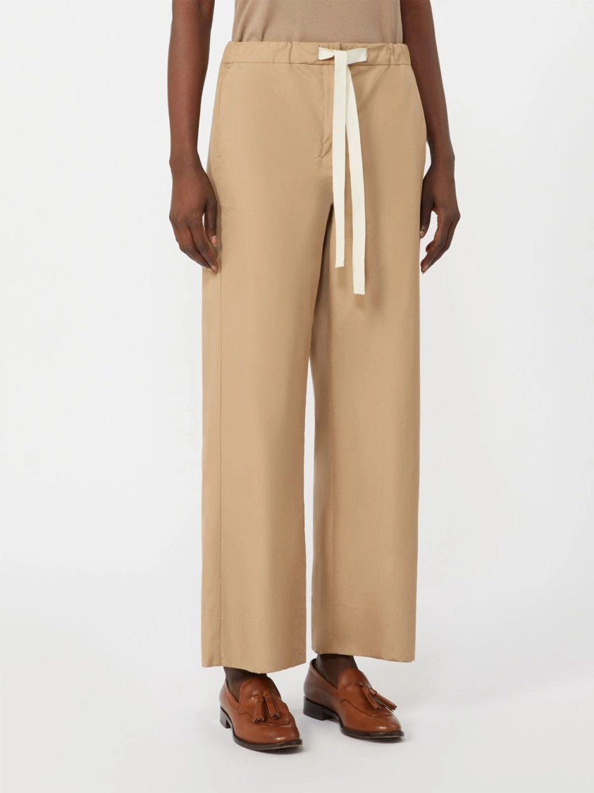 Max Mara Beige Argento Wide-Leg High-Waist Pants