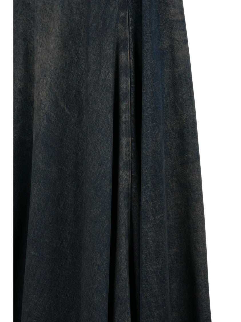 Diesel Flared Maxi Skirt With Fluid Drape And Zip Closure
